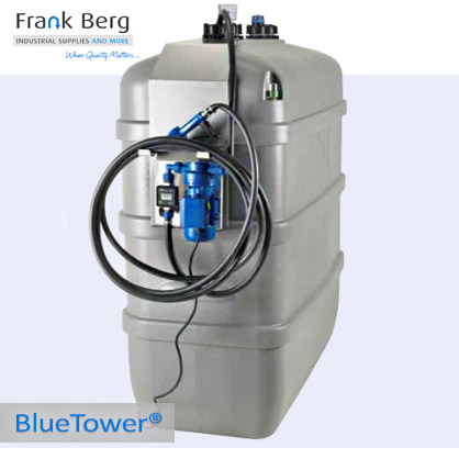 Professioneel tank systeem voor AdBlue met een opslag capaciteit van 1500 liter AdBlue. BlueTower, dubbelwandige adblue tank